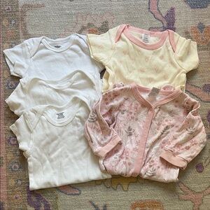 Gerber White and Pink Baby One Pieces Set